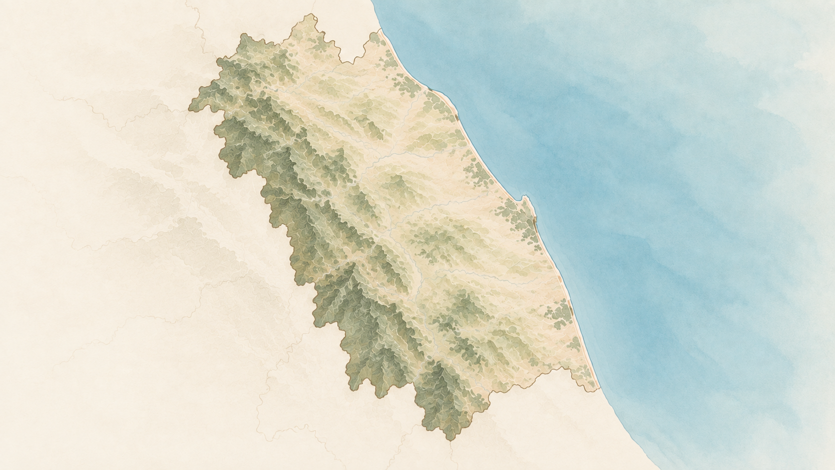 Mappa delle Marche con luoghi consigliati da Casa Raggia.